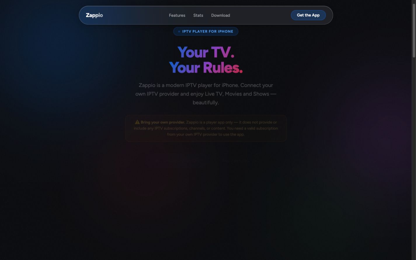 Produktwebsite der nativen iOS-App Zappio